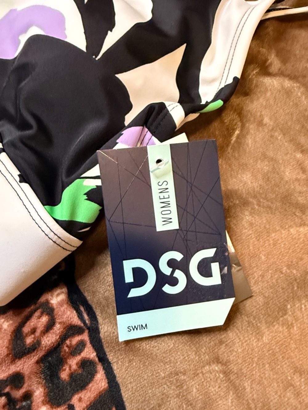 DSG Floral-Print Strappy Swim Top XS - White, Black, Green, Lavender NWT - Picture 4 of 11